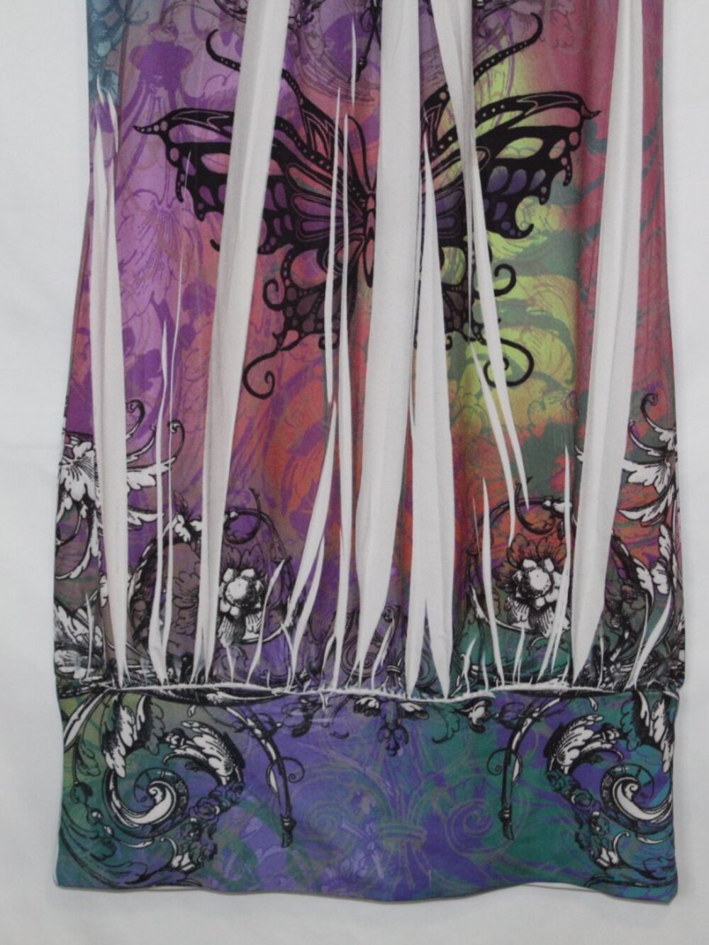 Y2K tattoo print tie dye bubble hem jersey shore colorful club dress L - Picture 5 of 10